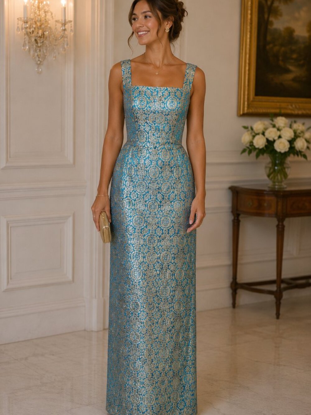 Vintage Gold Brocade Gown - XS, Small